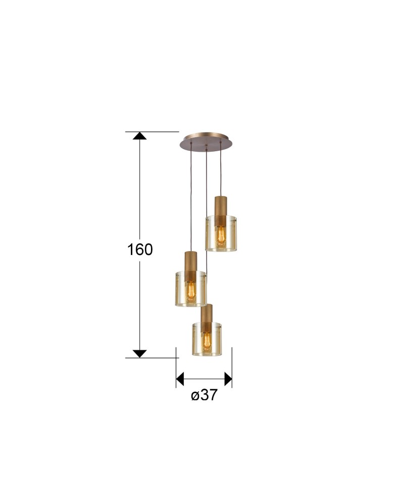 I3-VENIZE- LAMPARA 3L COBRE-AMBAR